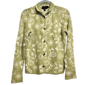 Icelandic Designs Angora Button Cardigan Floral Soft Green Women’s Small